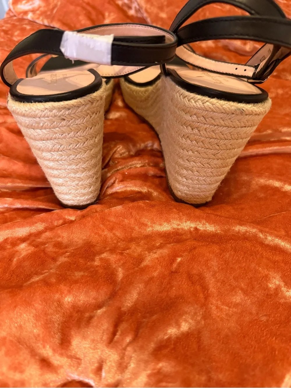 Kate Spade Kitt Wedge Black Heart Cutout Ankle-Strap Espadrille - Size 11 NWOT